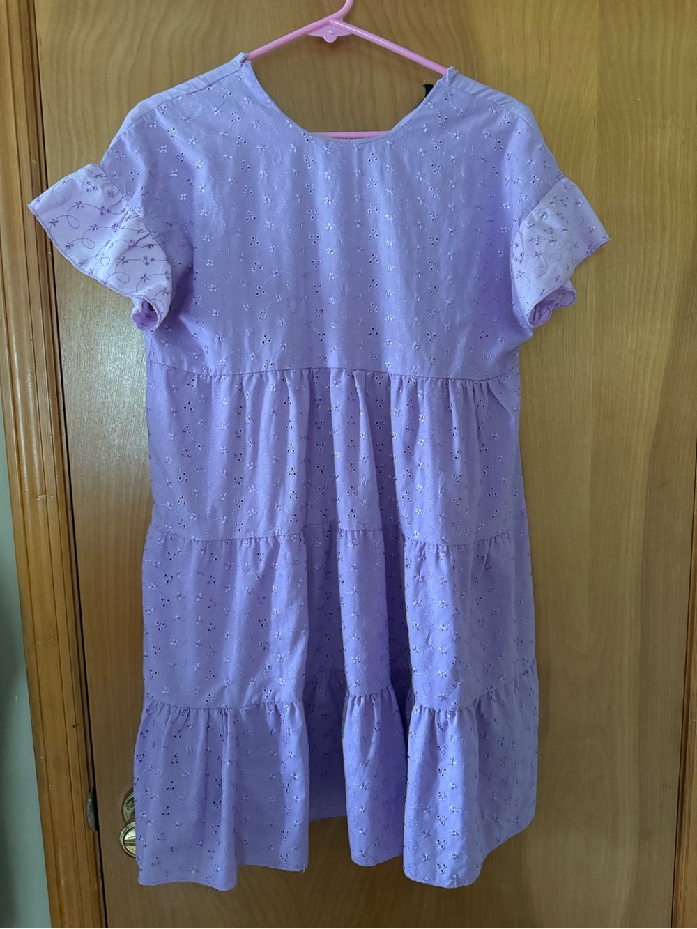 PrettyLittleThing Lilac Eyelet Tiered Dress